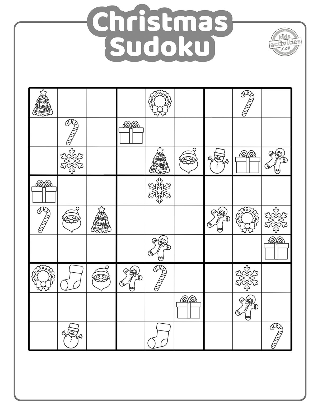 printable christmas sudoku picture puzzles for kids | kids